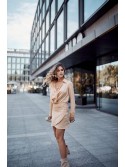 Shirt wrap dress with draping, beige 110537 - Online store - Boutique